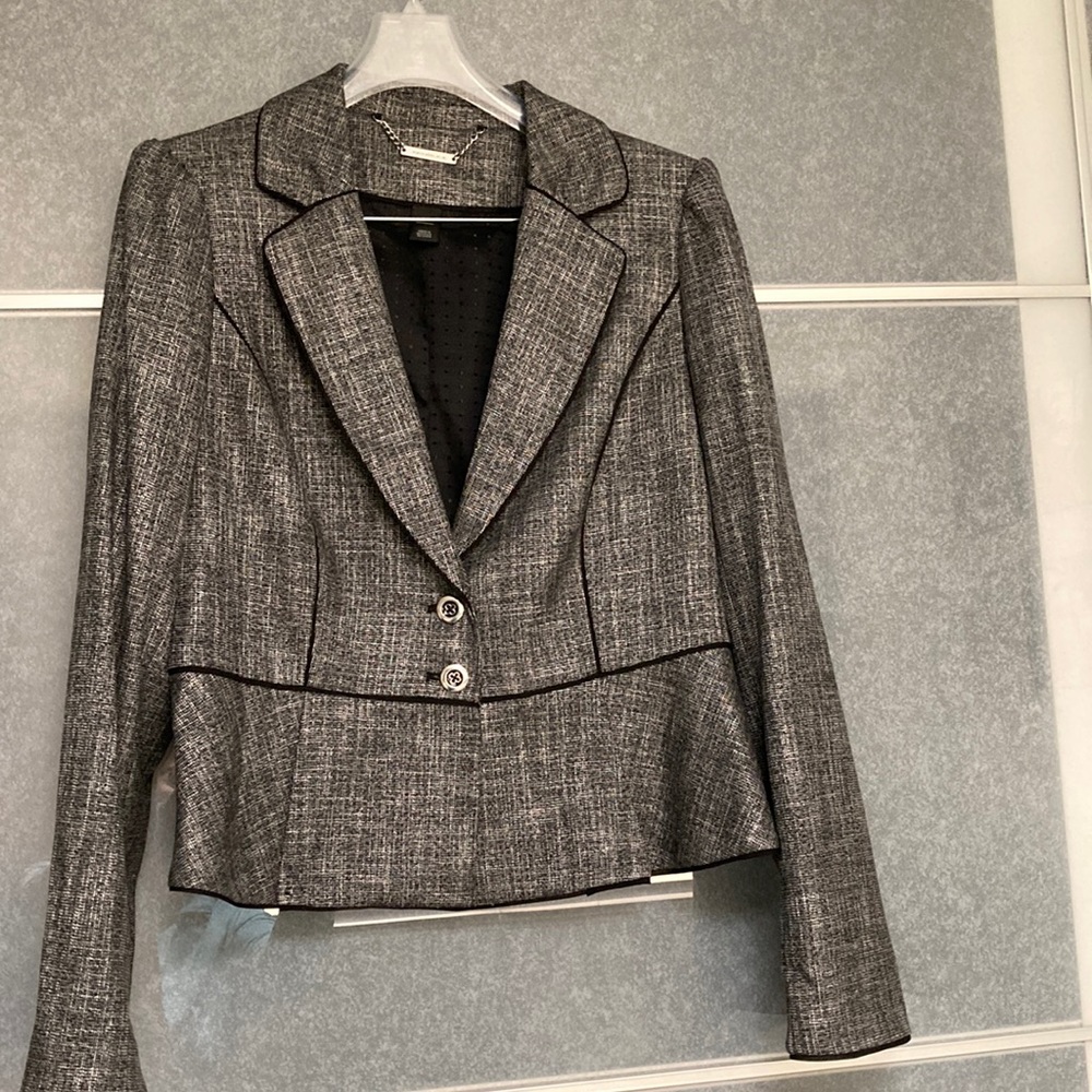 WHBM, Blazer, size 10, Grey & black tweed,